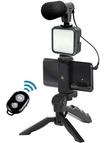 Kit para video y streaming: trípode, luz LED y micrófono - Image 3
