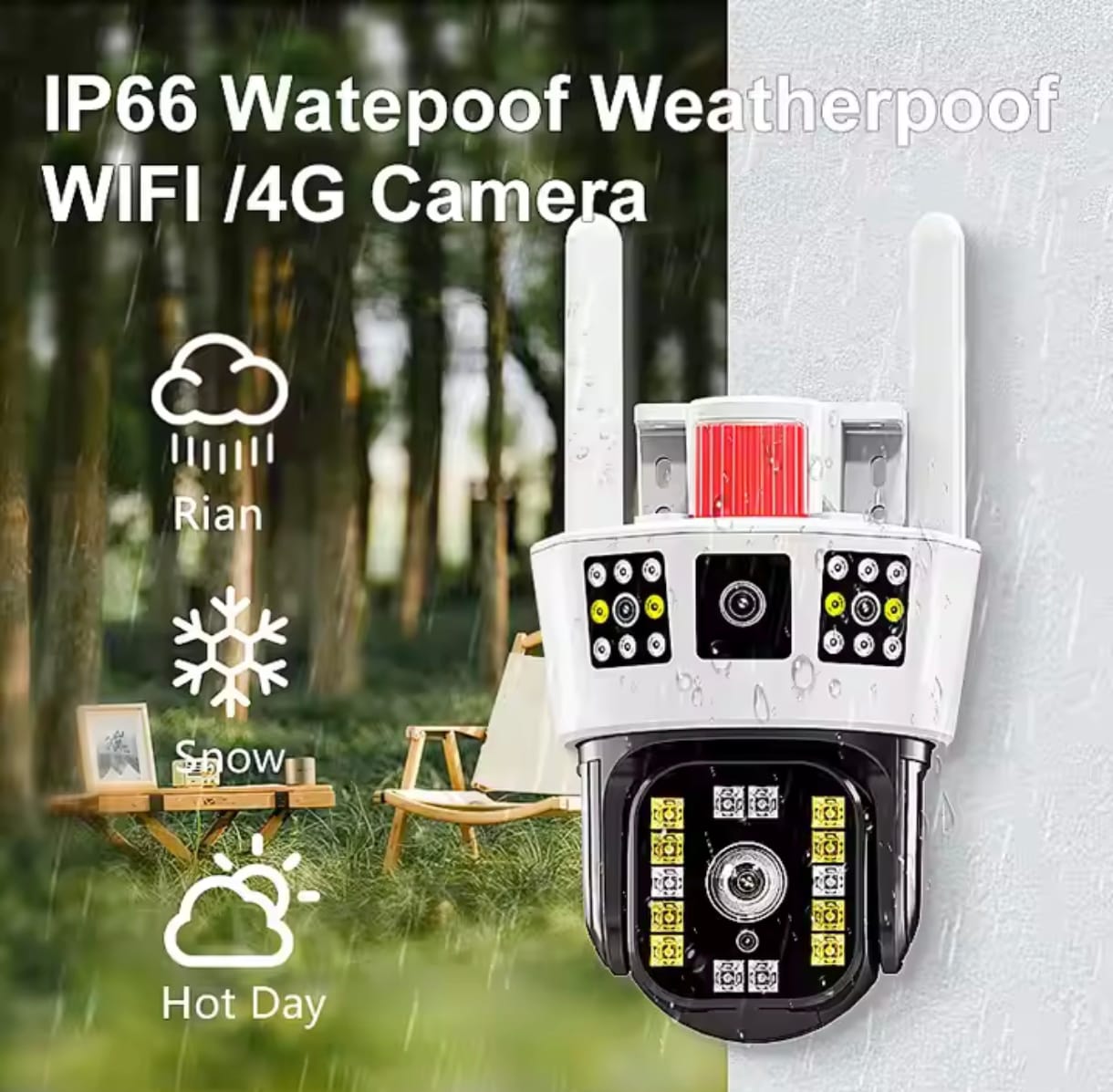 Cámara de seguridad Wi-Fi de 3 vistas con giro de 355° - Image 2