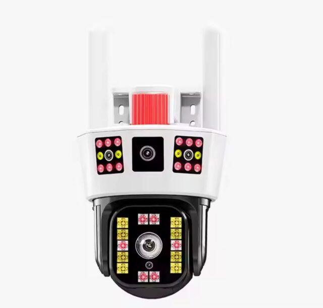Cámara de seguridad Wi-Fi de 3 vistas con giro de 355°