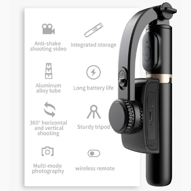 Estabilizador 3 en 1 para celular: palo selfie y trípode