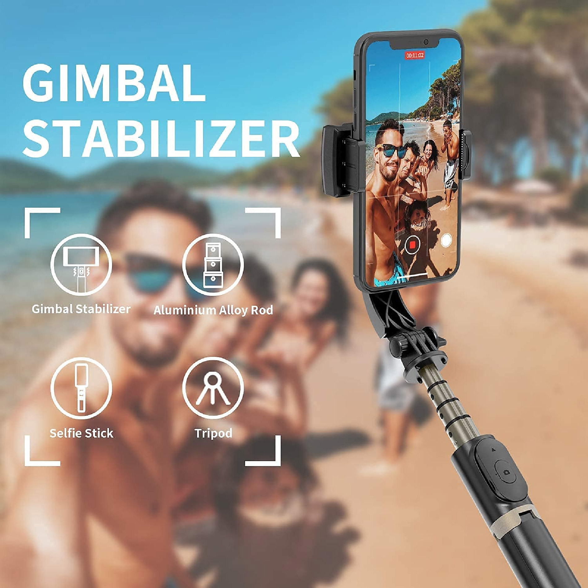 Estabilizador 3 en 1 para celular: palo selfie y trípode - Image 3