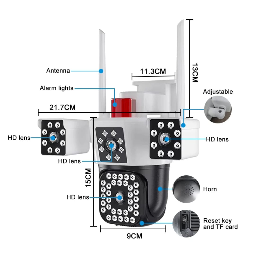 Cámara de seguridad Wi-Fi de 4 lentes para exteriores - Image 3