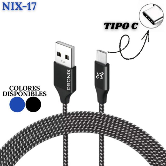 Cable USB-C trenzado 3,4 A de 1 m (Pronix Nix-17)