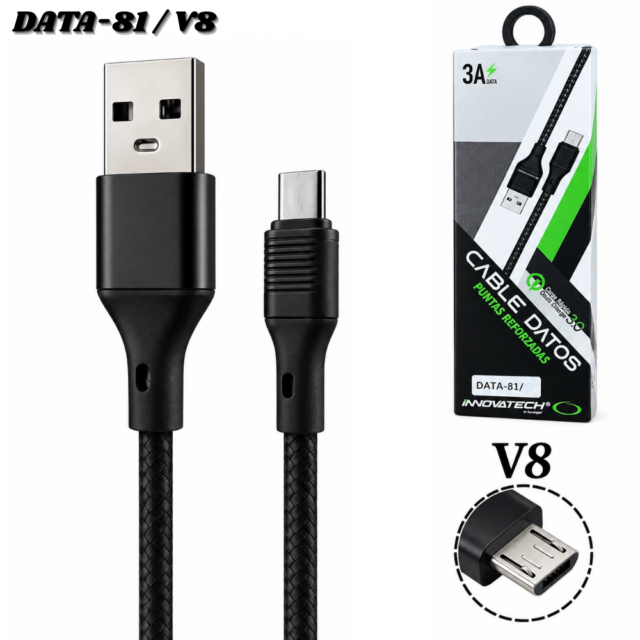 Cable micro USB (V8) de carga rápida 3 A (Innovatech Data-81)