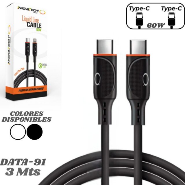 Cable USB-C a USB-C 60 W de 3 m (Innovatech Data-91)