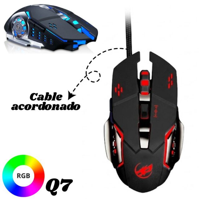 Mouse gamer con cable Q7 con luces RGB