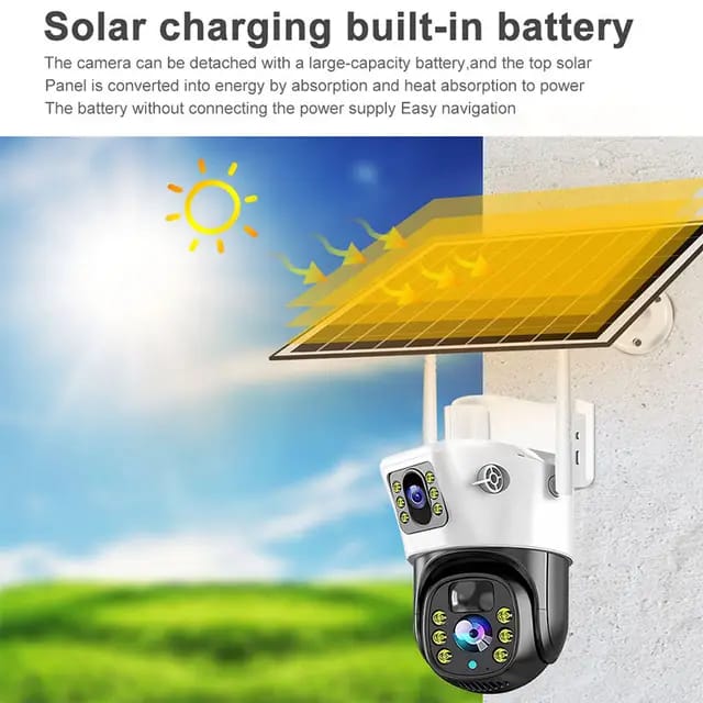 Cámara de seguridad solar Wi-Fi de 2 lentes